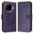 For Tecno Camon 30 Pro Embossed Butterfly Leather Phone Case(Dark Purple) - 2