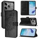 For Tecno Pova 6 Neo Embossed Butterfly Leather Phone Case(Black) - 1