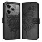 For Tecno Pova 6 Neo Embossed Butterfly Leather Phone Case(Black) - 2