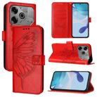 For Tecno Pova 6 Neo Embossed Butterfly Leather Phone Case(Red) - 1