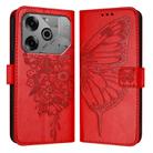 For Tecno Pova 6 Neo Embossed Butterfly Leather Phone Case(Red) - 2