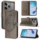 For Tecno Pova 6 Neo Embossed Butterfly Leather Phone Case(Grey) - 1