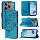 For Tecno Pova 6 Neo Embossed Butterfly Leather Phone Case(Blue) - 1