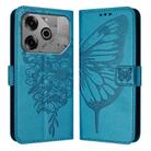 For Tecno Pova 6 Neo Embossed Butterfly Leather Phone Case(Blue) - 2