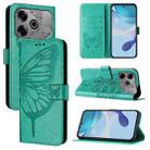 For Tecno Pova 6 Neo Embossed Butterfly Leather Phone Case(Green) - 1