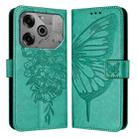 For Tecno Pova 6 Neo Embossed Butterfly Leather Phone Case(Green) - 2