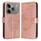 For Tecno Pova 6 Neo Embossed Butterfly Leather Phone Case(Rose Gold) - 2