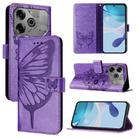 For Tecno Pova 6 Neo Embossed Butterfly Leather Phone Case(Light Purple) - 1