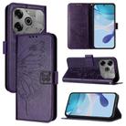 For Tecno Pova 6 Neo Embossed Butterfly Leather Phone Case(Dark Purple) - 1