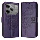 For Tecno Pova 6 Neo Embossed Butterfly Leather Phone Case(Dark Purple) - 2