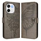 For Tecno Spark 30 5G / Pova 6 Neo 5G Embossed Butterfly Leather Phone Case(Grey) - 2