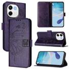 For Tecno Spark 30 5G / Pova 6 Neo 5G Embossed Butterfly Leather Phone Case(Dark Purple) - 1