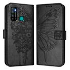 For Tecno Camon 15 Embossed Butterfly Leather Phone Case(Black) - 2