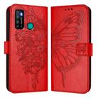 For Tecno Camon 15 Embossed Butterfly Leather Phone Case(Red) - 2