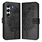 For Tecno Camon 40 Pro 4G Embossed Butterfly Leather Phone Case(Black) - 2