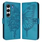 For Tecno Camon 40 Pro 4G Embossed Butterfly Leather Phone Case(Blue) - 2