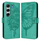 For Tecno Camon 40 Pro 4G Embossed Butterfly Leather Phone Case(Green) - 2
