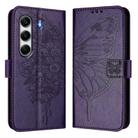 For Tecno Camon 40 Pro 4G Embossed Butterfly Leather Phone Case(Dark Purple) - 2