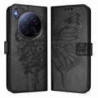 For Tecno Camon 40 Premier Embossed Butterfly Leather Phone Case(Black) - 2