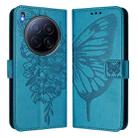 For Tecno Camon 40 Premier Embossed Butterfly Leather Phone Case(Blue) - 2