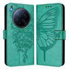 For Tecno Camon 40 Premier Embossed Butterfly Leather Phone Case(Green) - 2