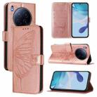For Tecno Camon 40 Premier Embossed Butterfly Leather Phone Case(Rose Gold) - 1