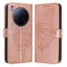 For Tecno Camon 40 Premier Embossed Butterfly Leather Phone Case(Rose Gold) - 2