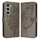 For Samsung Galaxy Z Fold6 Embossed Butterfly Leather Phone Case(Grey) - 1