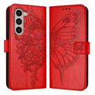 For Samsung Galaxy Z Fold6 Embossed Butterfly Leather Phone Case(Red) - 1