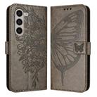 For Samsung Galaxy Z Fold5 Embossed Butterfly Leather Phone Case(Grey) - 1