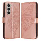 For Samsung Galaxy Z Fold5 Embossed Butterfly Leather Phone Case(Rose Gold) - 1