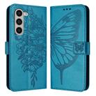 For Samsung Galaxy Z Fold5 Embossed Butterfly Leather Phone Case(Blue) - 1