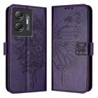 For Infinix Hot 30 5G Embossed Butterfly Leather Phone Case(Dark Purple) - 1