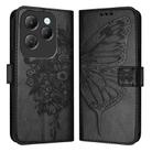 For Infinix Hot 40 / Hot 40 Pro Embossed Butterfly Leather Phone Case(Black) - 1