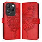 For Infinix Hot 40 / Hot 40 Pro Embossed Butterfly Leather Phone Case(Red) - 1