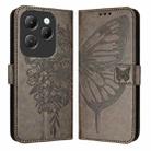 For Infinix Hot 40 / Hot 40 Pro Embossed Butterfly Leather Phone Case(Grey) - 1