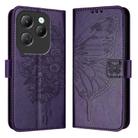 For Infinix Hot 40 / Hot 40 Pro Embossed Butterfly Leather Phone Case(Dark Purple) - 1