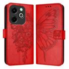 For Infinix Hot 40i Embossed Butterfly Leather Phone Case(Red) - 1