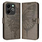 For Infinix Hot 40i Embossed Butterfly Leather Phone Case(Grey) - 1