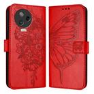 For Infinix Note 12 Pro 4G / Note 12 2023 Embossed Butterfly Leather Phone Case(Red) - 1