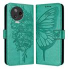 For Infinix Note 12 Pro 4G / Note 12 2023 Embossed Butterfly Leather Phone Case(Green) - 1