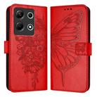 For Infinix Note 30 4G Embossed Butterfly Leather Phone Case(Red) - 1