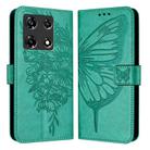 For Infinix Note 30 Pro / Note 30 5G Embossed Butterfly Leather Phone Case(Green) - 1