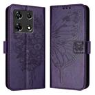 For Infinix Note 30 Pro / Note 30 5G Embossed Butterfly Leather Phone Case(Dark Purple) - 1