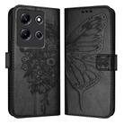 For Infinix Note 30i Embossed Butterfly Leather Phone Case(Black) - 1