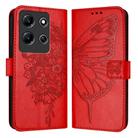 For Infinix Note 30i Embossed Butterfly Leather Phone Case(Red) - 1