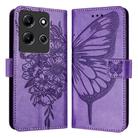 For Infinix Note 30i Embossed Butterfly Leather Phone Case(Light Purple) - 1