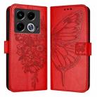 For Infinix Note 40 Embossed Butterfly Leather Phone Case(Red) - 1