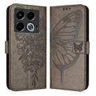 For Infinix Note 40 Embossed Butterfly Leather Phone Case(Grey) - 1