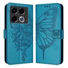 For Infinix Note 40 Embossed Butterfly Leather Phone Case(Blue) - 1